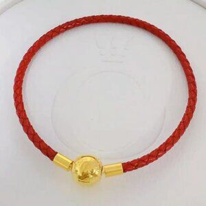 Pandora Moments Red Woven Leather Bracelet